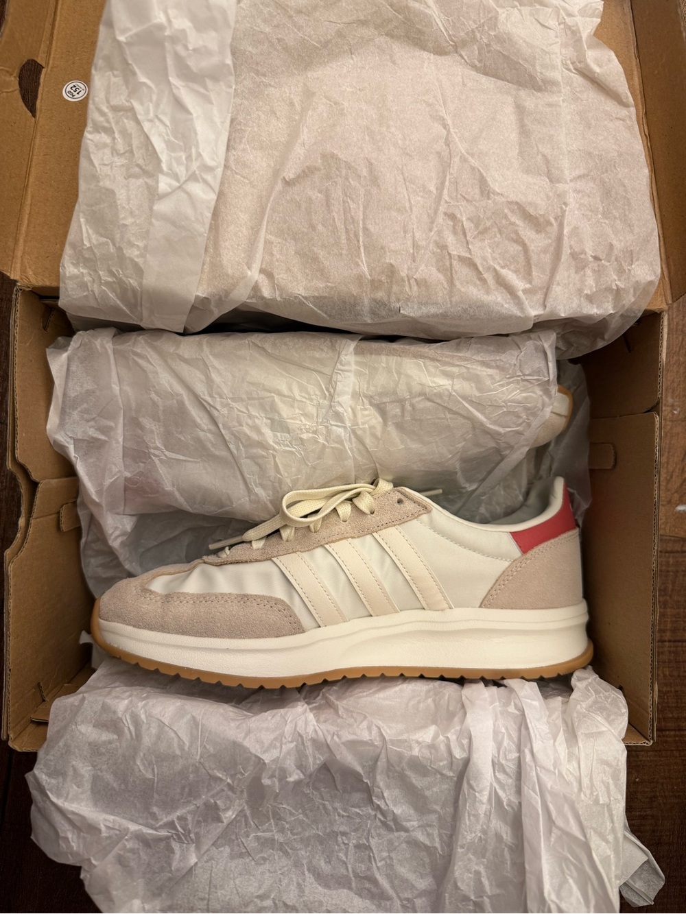 adidas Neutral Beige Sneakers with Coral Accent